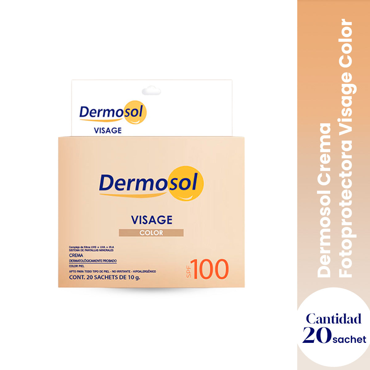 DERMOSOL VISAGE COLOR CREMA FOTOPROTECTORA SPF100 10GR X 20 SACHETS - LA COOPER