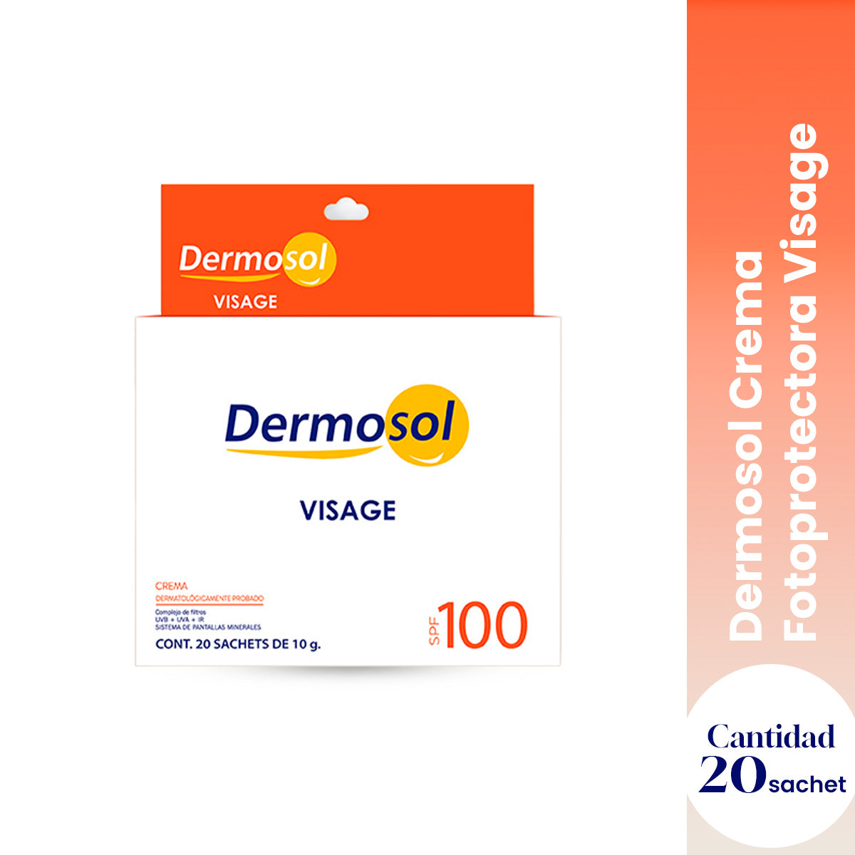 DERMOSOL VISAGE CREMA FOTOPROTECTORA SPF100 10GR X 20 SACHETS - LA COOPER