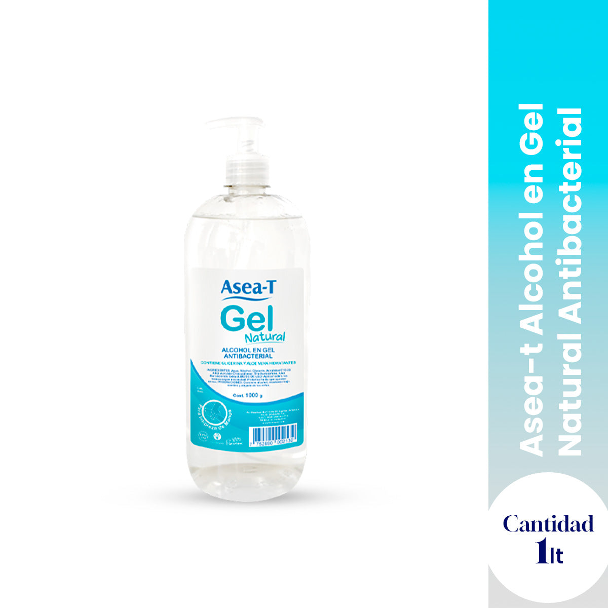 ASEA-T ALCOHOL GEL NATURAL ANTIBACTERIAL 1 LT - LA COOPER