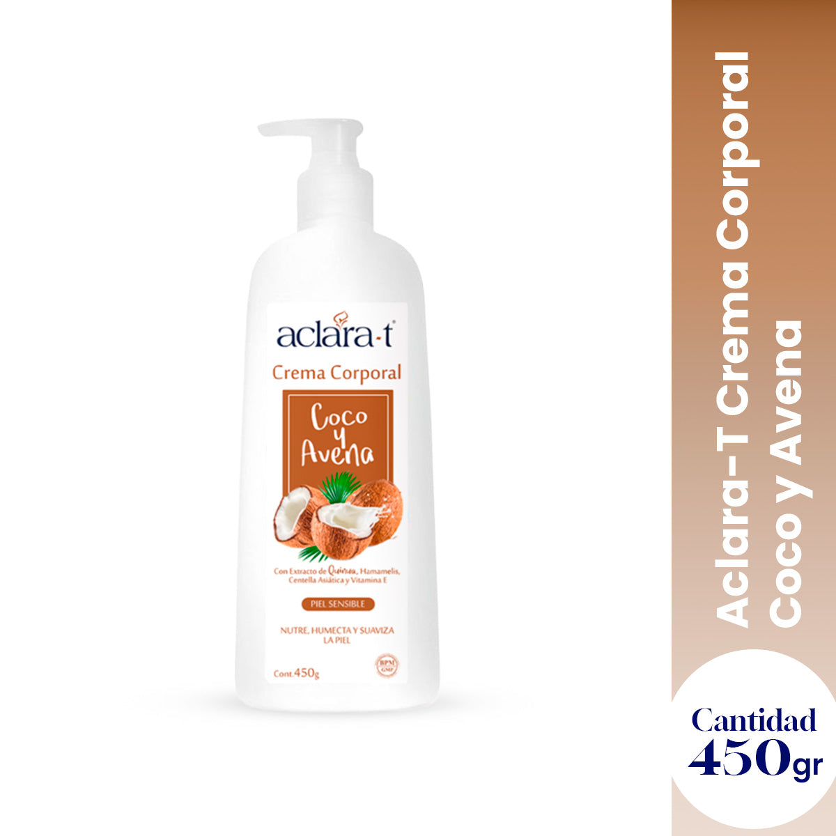 ACLARA-T CREMA CORPORAL VARIEDAD COCO Y AVENA X 450G