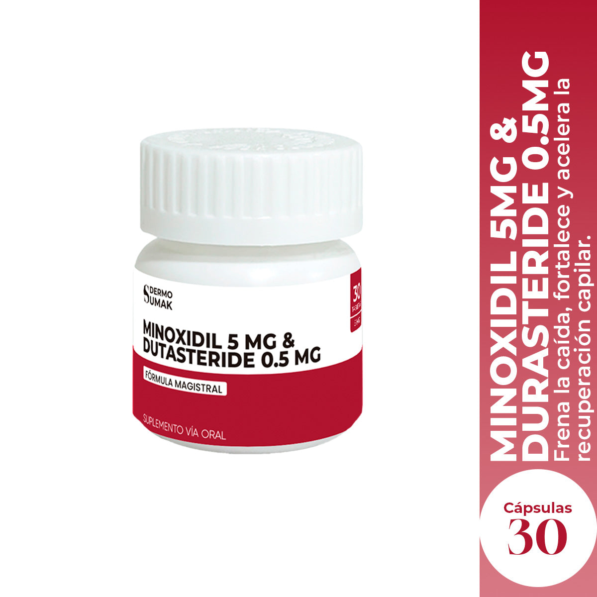 MINOXIDIL 5 MG & DUTASTERIDE 0.5 MG X 30 CAPSULAS - DERMO SUMAK