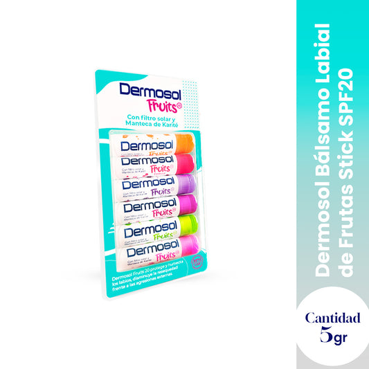 DERMOSOL BÁLSAMO LABIAL FRUITS SPF20 STICK 5G X 6 UND - LA COOPER