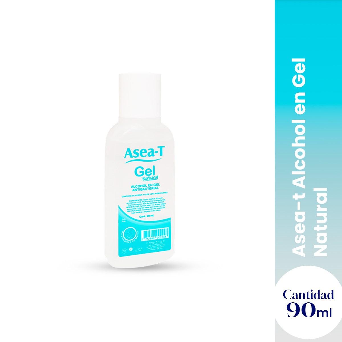 ASEA-T ALCOHOL GEL NATURAL ANTIBACTERIAL CON TAPA DISPENSADORA 90 ML - LA COOPER