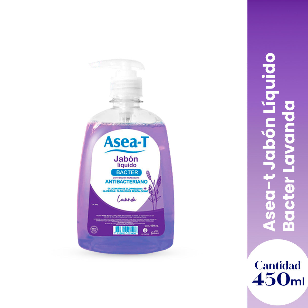 ASEA-T JABON LIQUIDO BACTER ANTIBACTERIANO LAVANDA 450 ML - LA COOPER