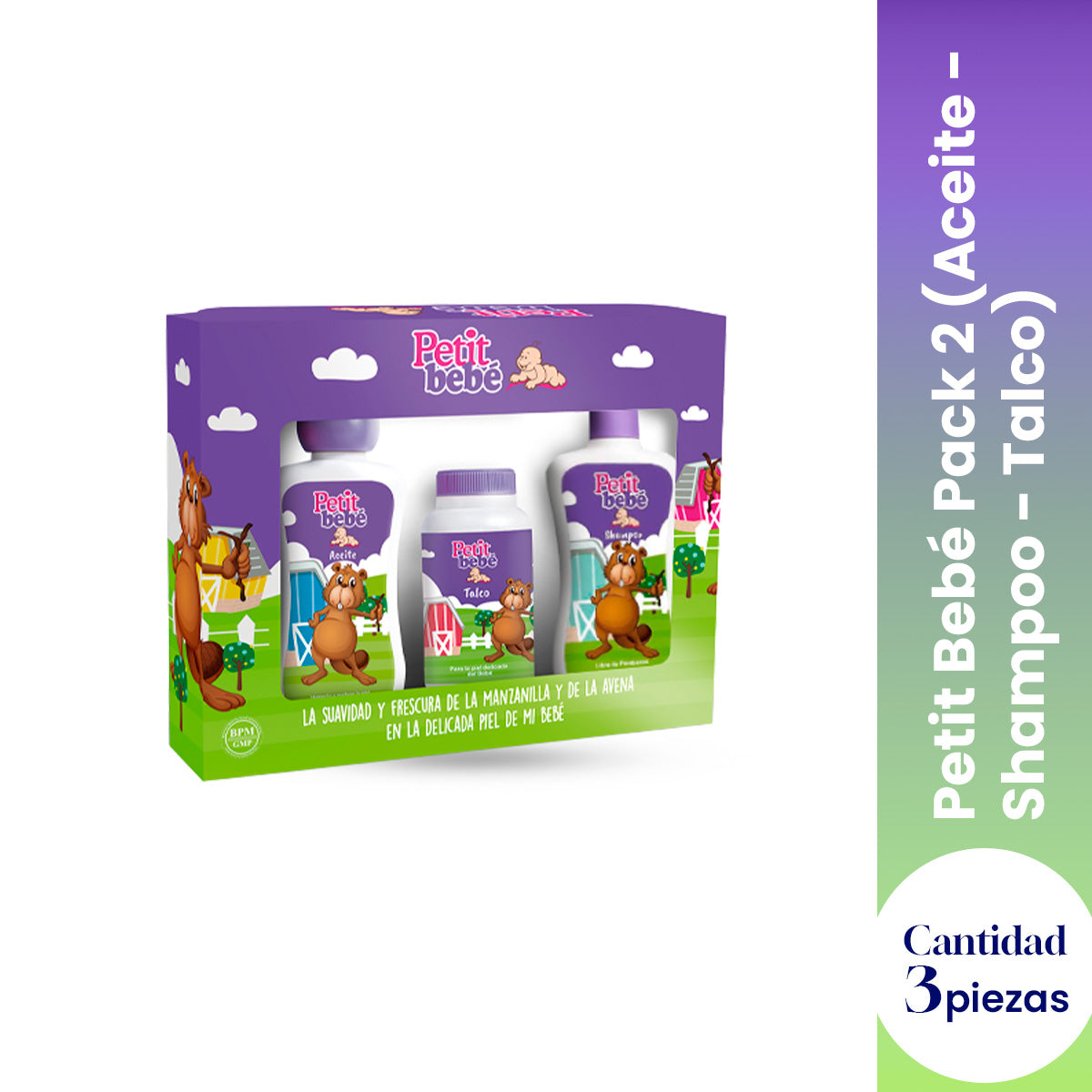 PETIT BEBE PACK 4 (ACEITE, SHAMPOO, TALCO) - LA COOPER