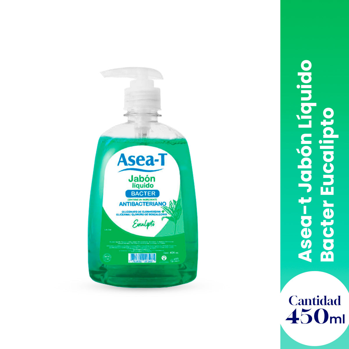 ASEA-T JABON LIQUIDO BACTER ANTIBACTERIANO EUCALIPTO 450 ML - LA COOPER