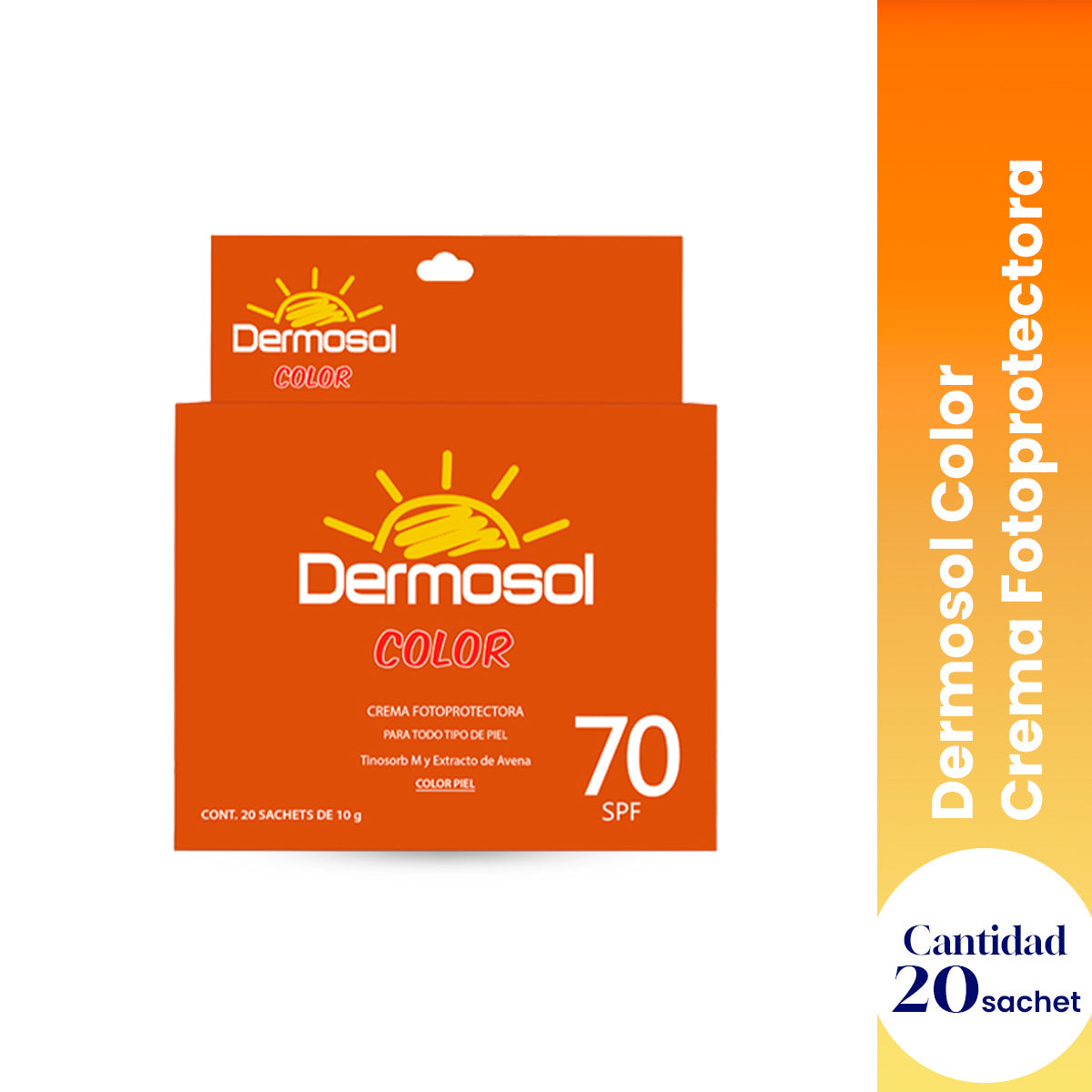 DERMOSOL CREMA FOTOPROTECTORA COLOR SPF70 10GR X 20 SACHETS - LA COOPER