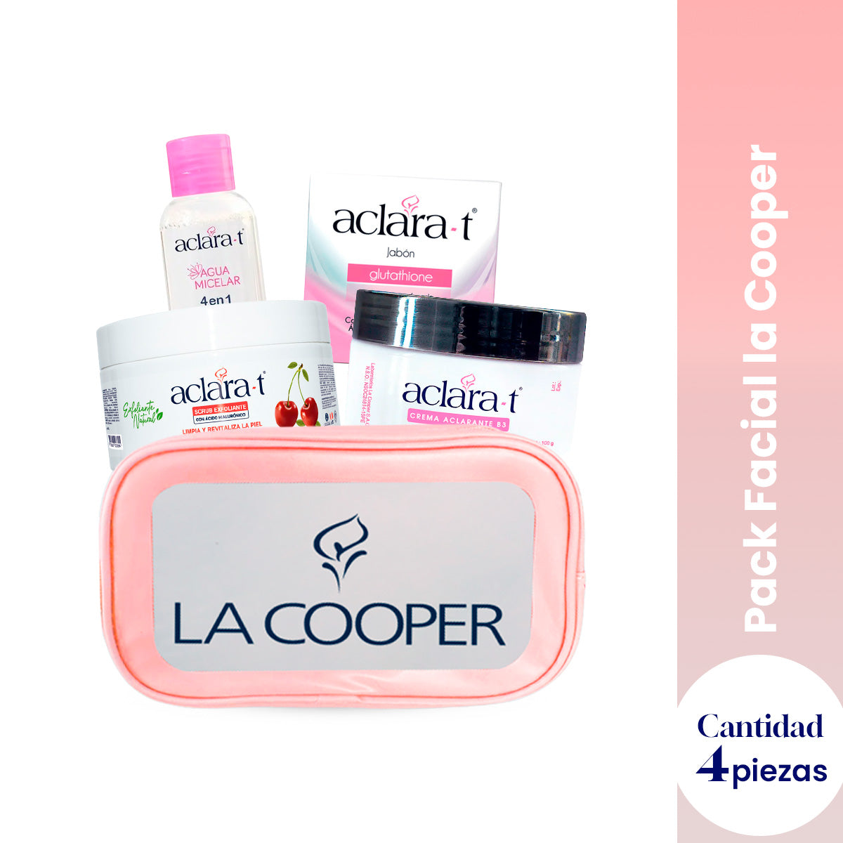 PACK 4 PASOS (SCRUB EXFOLIANTE, AGUA MICELAR, CREMA, JABÓN)