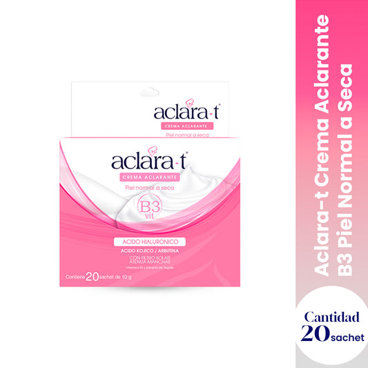 ACLARA-T CREMA ACLARANTE B3 PIEL NORMAL A SECA 10GR X 20 SACHETS - LA COOPER
