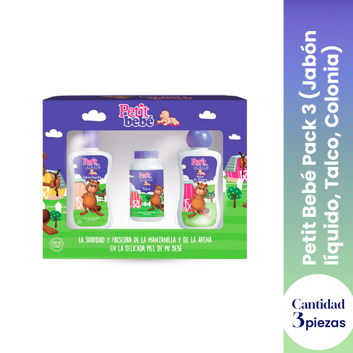 PETIT BEBE PACK 5 (JABÓN LÍQQUIDO, TALCO, COLONIA)