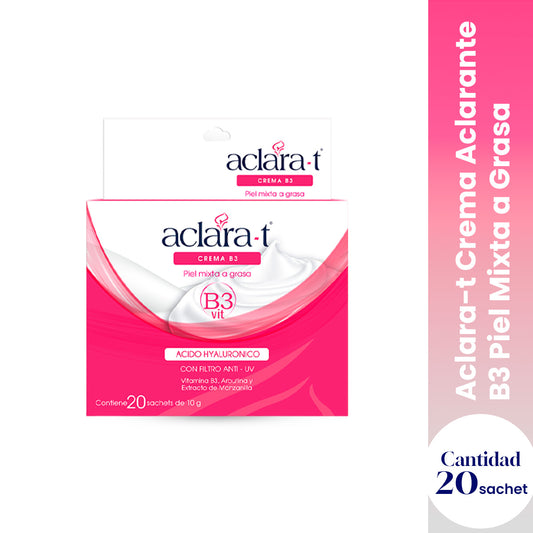 ACLARA-T CREMA B3 PIEL MIXTA A GRASA 10GR X 20 SACHETS - LA COOPER
