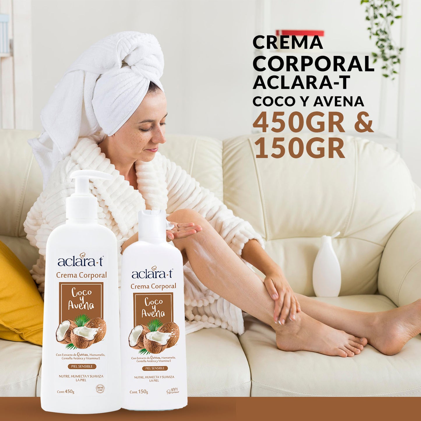 Aclara-T Crema Corporal Hidratante – Coco & Avena 150g